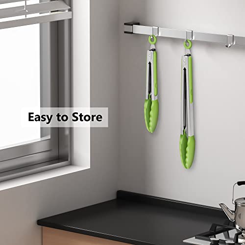 2 Pack Silicone Kitchen Tongs (Light Green)
