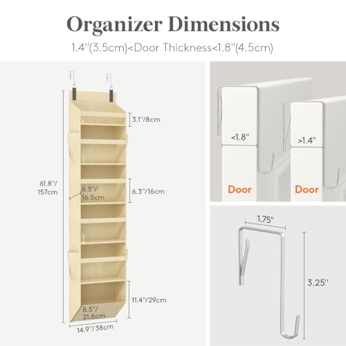 1 Pack Over the Door Organizer (Beige / 6 section)
