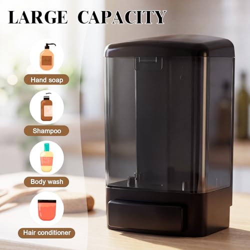 4 Pcs Wall Mounted Soap Dispenser (All Black / 33.8 oz 1000 ml)