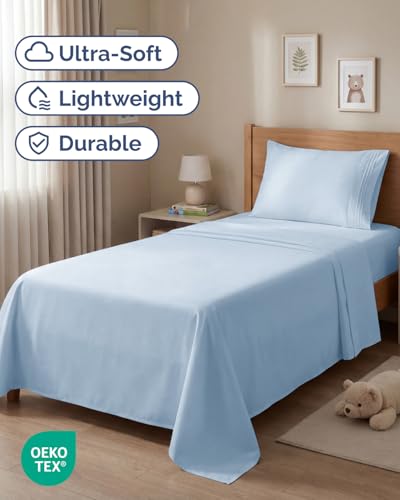 Twin Size 3 Piece Sheet Set (24 - Sky Blue / Twin)