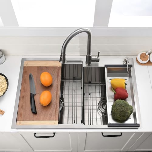 33 Inch Drop In Double Bowl Kitchen Sink (Stainless Steel / double bowl‎)