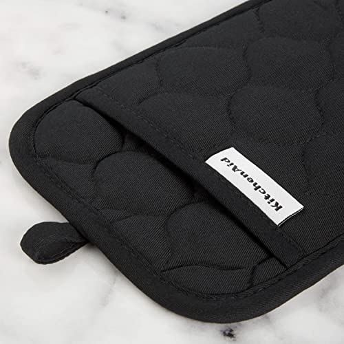 Quilted Cotton Terry Cloth Oven Mitt (Matte Black)