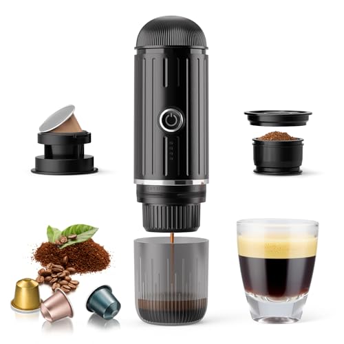 Portable Electric Espresso Coffee Maker for Ground Coffee & NS Capsule Fast Self (2218-BLACK)