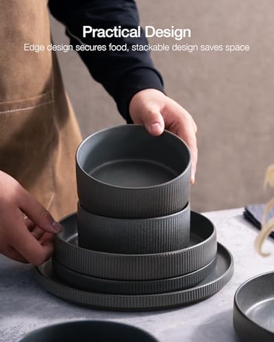 Star Dinnerware Sets with Mugs (Matte Dark Charcoal)