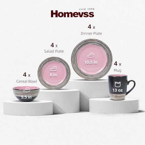 16 Piece Dinnerware Set (Rose / Service for 4 - 16pc Set)