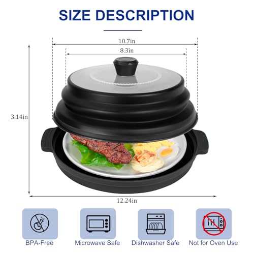 Microwave Splatter Cover for Food with Handle &Heat (Transparent)