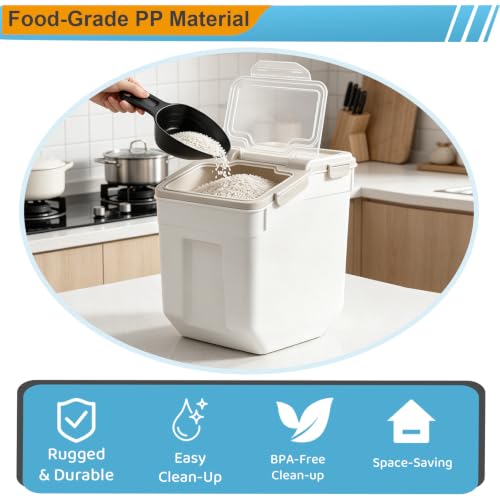 50 lb Large Food Grade Container for Rice Flour Sugar (Grey / 50lbs, 4-pack)
