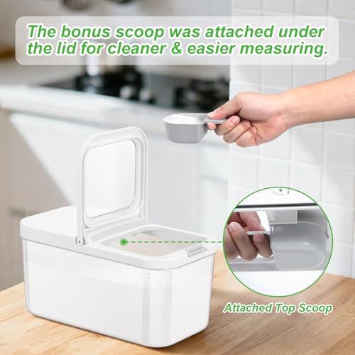 12 Lbs Rice Flour Sugar Storage Containers Dry Food Holder with Flip (6.5Qt-Rectangle)