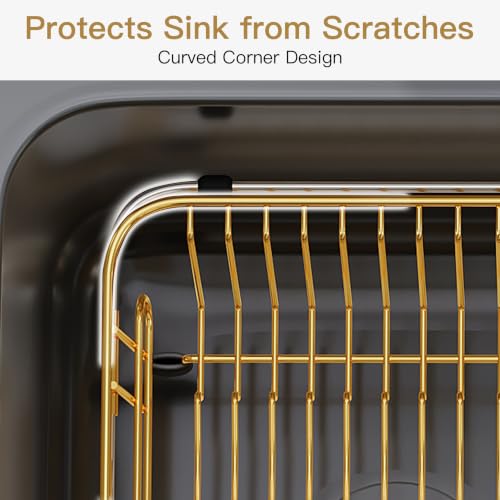 Gold Dish Drying Rack in Sink with Utensil Holder (Gold / For 10"-12"w Sink)