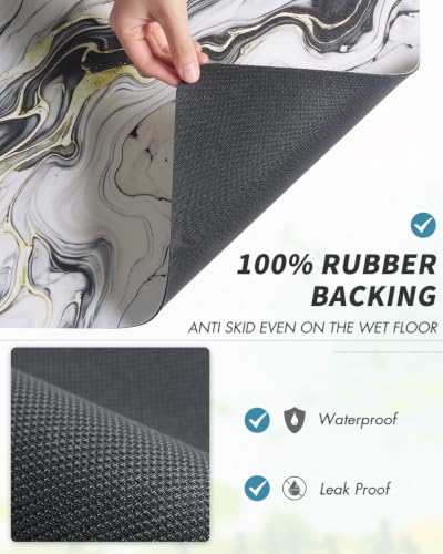 Dish Drying Mat for Kitchen Counter (Marble Black / 16"X24")