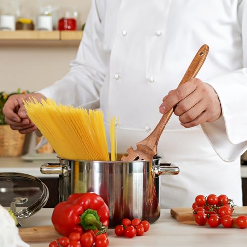 Wooden Pasta Spaghetti Noodle Slotted Spoon