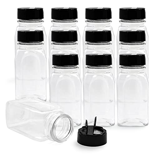 Plastic Spice Jars Bottle Containers with Black Cap