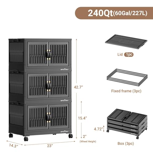 240Qt Stackable Storage Bins with Lid (3 Count)