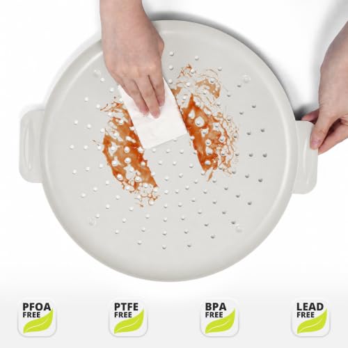 2 Pack Pizza Pan 14 Inch with Holes (Light Grey / 14inch with Handles (external size:15.75inch))