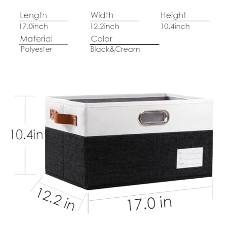 Larger Foldable Storage Bins with Handles [5 (Black & Cream / Jumbo(5-Pack))