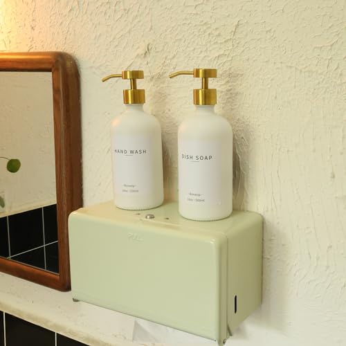 Set of 5 Kitchen Soap Dispenser Set 16 Oz Glass Hand Dish Soap Dispenser with Stainless Steel Pump (White)