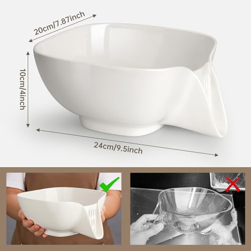 Multifunctional Ceramic Food Strainer with Integrated Drain Spout
