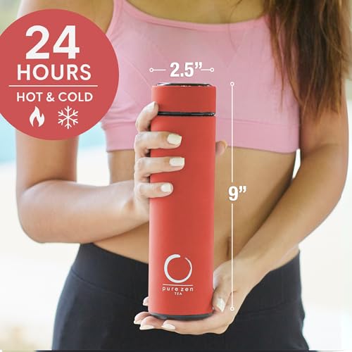 Insulated Tea Infuser Bottle (Coral Red)