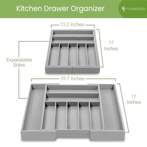 Bamboo Drawer Organizer (Grey / 9 Slot)