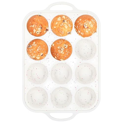 Silicone Muffin Pan for Baking with Metal Reinforced Frame (Standard: 12 Cups×1pack)