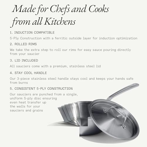 Cookware 5 Quart Stainless Steel Saucier Pan (5 QT)