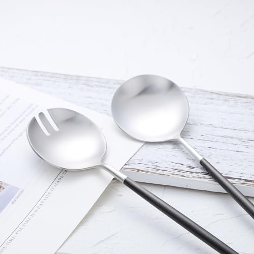 Salad Servers (Black/Silver)