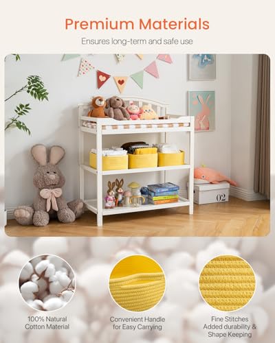 Small Woven Storage Basket for Organizing (Yellow / 13.5"L x 9.5"W x 5"H)