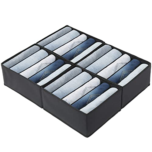 Jeans Pants Organizer for Closet (Black / 5 Grids)