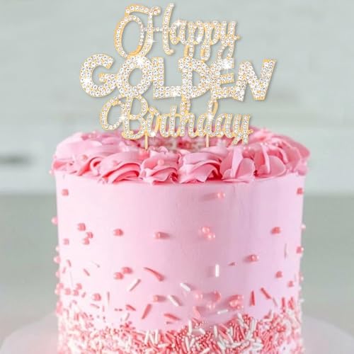 Happy Golden Birthday Cake Topper Rhinestones Golden Birthday Cake Toppers (Happy Golden Birthday- Gold)
