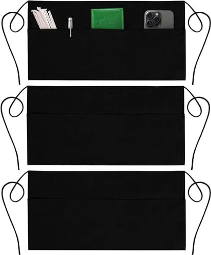 3 Pack Server Aprons with 3 Pockets (3 Count)