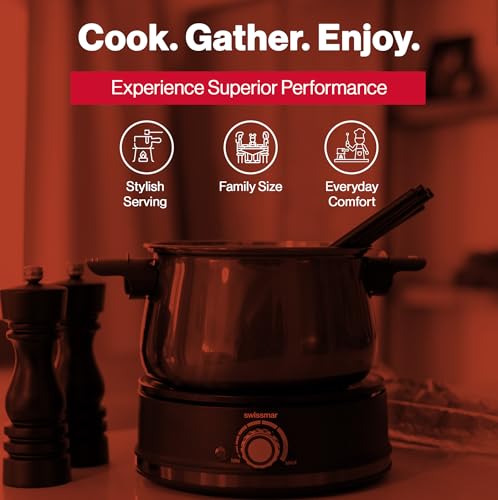 Arolla 10 Pieces Stainless Steel Electric Fondue Set (Red)
