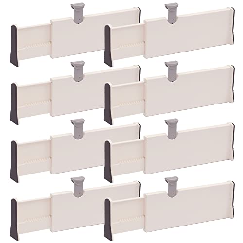 Set of 8 Adjustable Drawer Dividers Organizer Separators Plastic Dresser Organizer for Bedroom (8 Count)