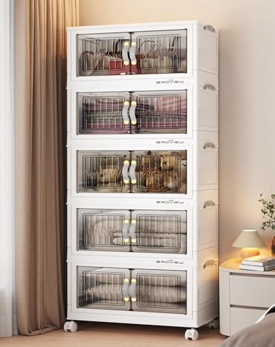225Qt Stackable Storage Bins with Lid (White / 45QT-5Pack)