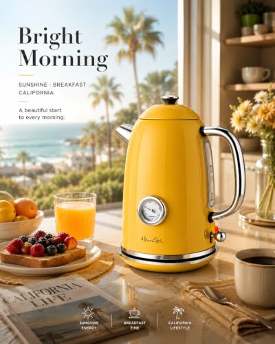 61 oz Electric Kettle with Thermometer (Yellow)
