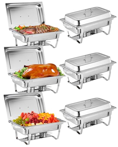 Chafing Dishes for Buffet 6 Pack (Silver / 6 Pack)