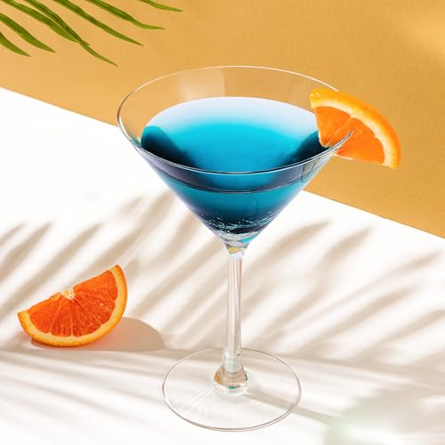 Handmade Blue Crackle Martini Glasses (Martini Glasses)
