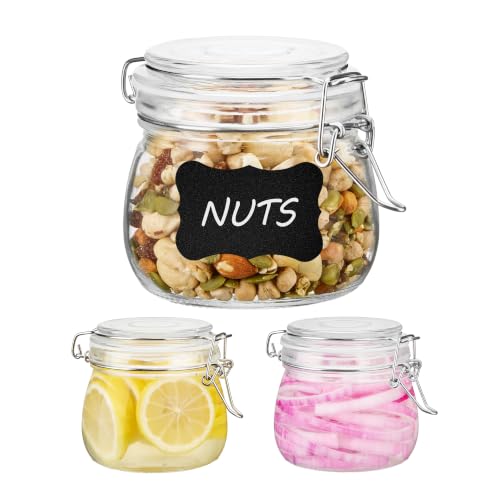 16oz Glass Food Storage Jars with Airtight Clamp Lids