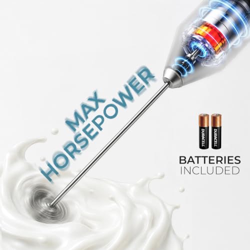 Powerful Milk Frother AA Batteries Included (Quartz / Compact Frother + Batteries)