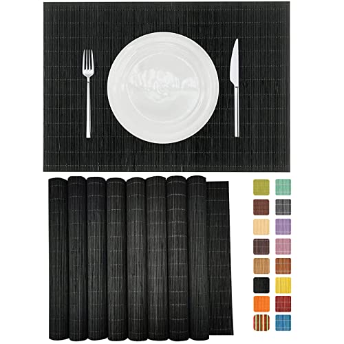 8 Pack Bamboo Placemats (4black / Set of 8)