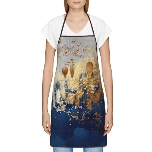 Blue and Gold Abstract Art Apron