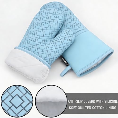 Oven Mitts and Pot Holders Sets 6pcs (Fog Blue)