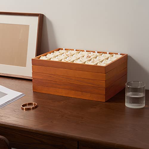 8 Line Wood Ring Storage Tray Jewelry Drawer Organizer Showcase Ring Earrings Display Holder (Creamy-white ring tray)
