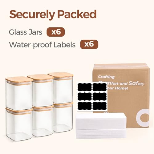 Glass Jars with Bamboo Lids 0.8 Qt (6 Count)