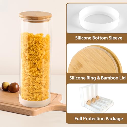 73oz Glass Spaghetti Pasta Containers for Pantry Organization (3pcs-Round / 73oz)