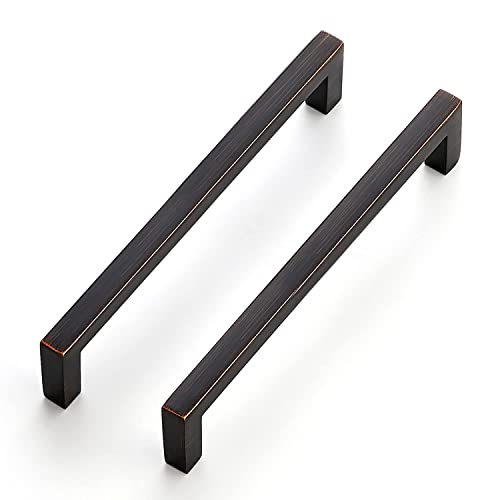 Oil Rubbed Bronze Cabinet Handles Solid Cabinet Pulls 5 Inch 5 Pack (Oil Rubbed Bronze / Flat Black 5" Hole Center)