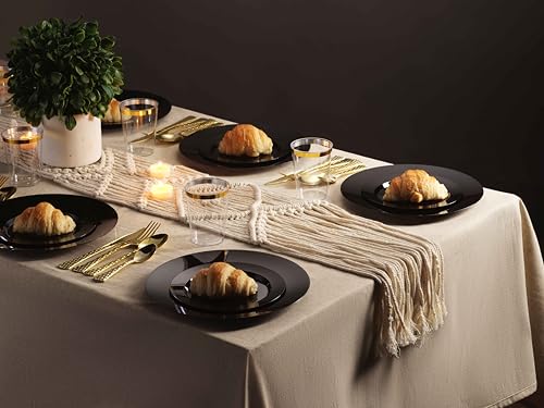 100 Elegant Black Plastic Plates Set (Black)