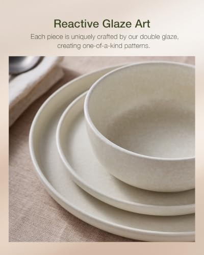 Milkyway 24 Piece Stoneware Dinnerware Set (Matte Beige White / Service for 8 (Standard Dinner Set))