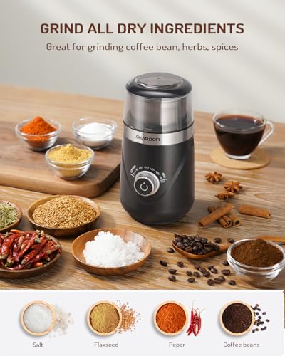 Adjustable Coffee Bean Grinder Electric (Matte Black / 1 Bowl)