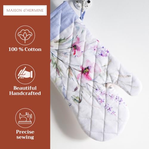 Maison d'Hermine Oven Gloves 100% Cotton Oven Mitt (068 - Summer Floral / 7.5" x 13" (Oven Mitt))
