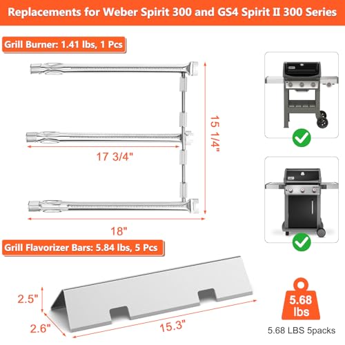 Grill Parts for Weber Spirit 2 e310 (L11 15.31"×2.6"×2.5")